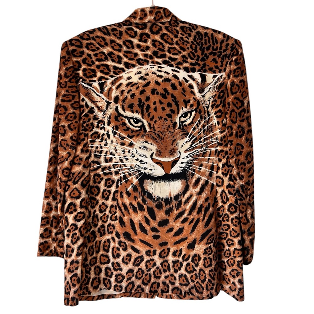 Vintage Paolo Santini Pure Silk Leopard Animal Print Women’s Blazer Size 12
